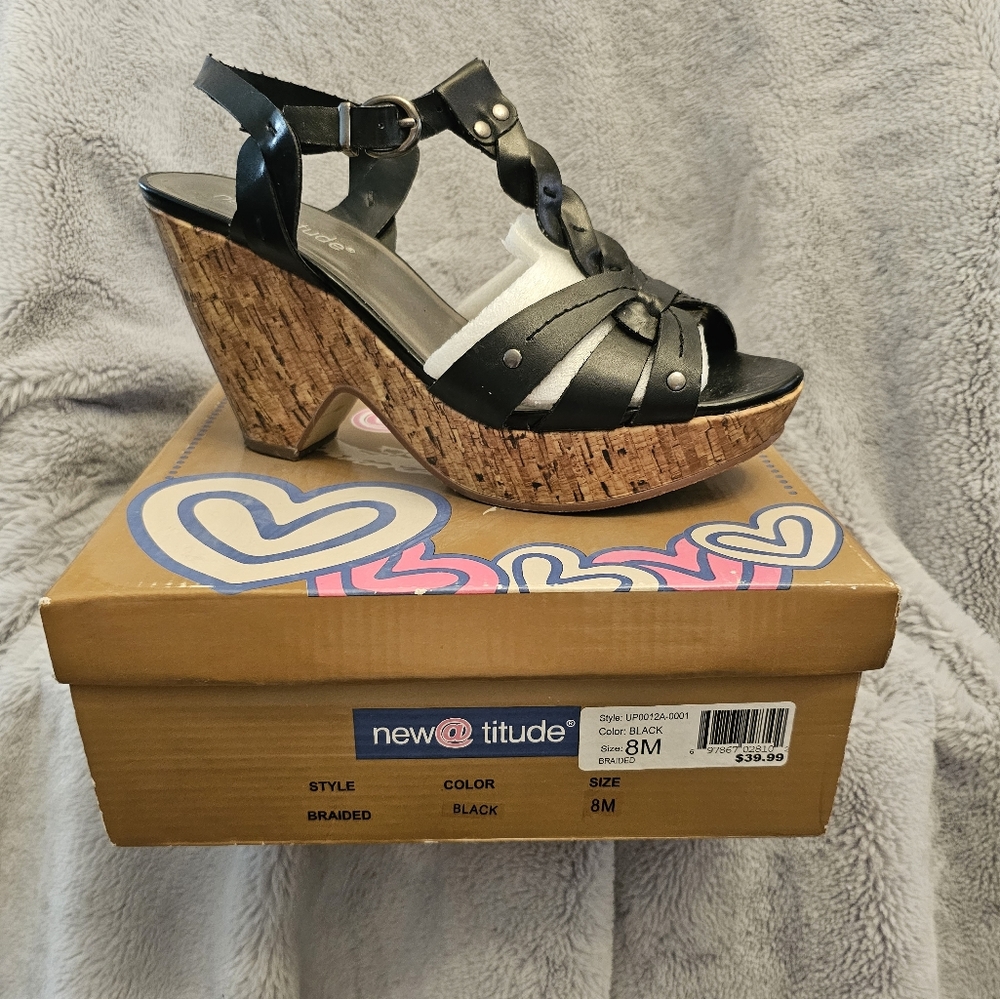 New Attitude Black Wedge Size 8